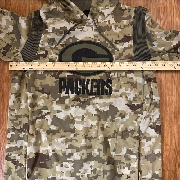 NIKE DRI FIT NFL ON FIELD GREEN BAY PACKERS SALUTE TO SERVICE CAMO HOODIE MEDIUM - Picture 10 of 16
